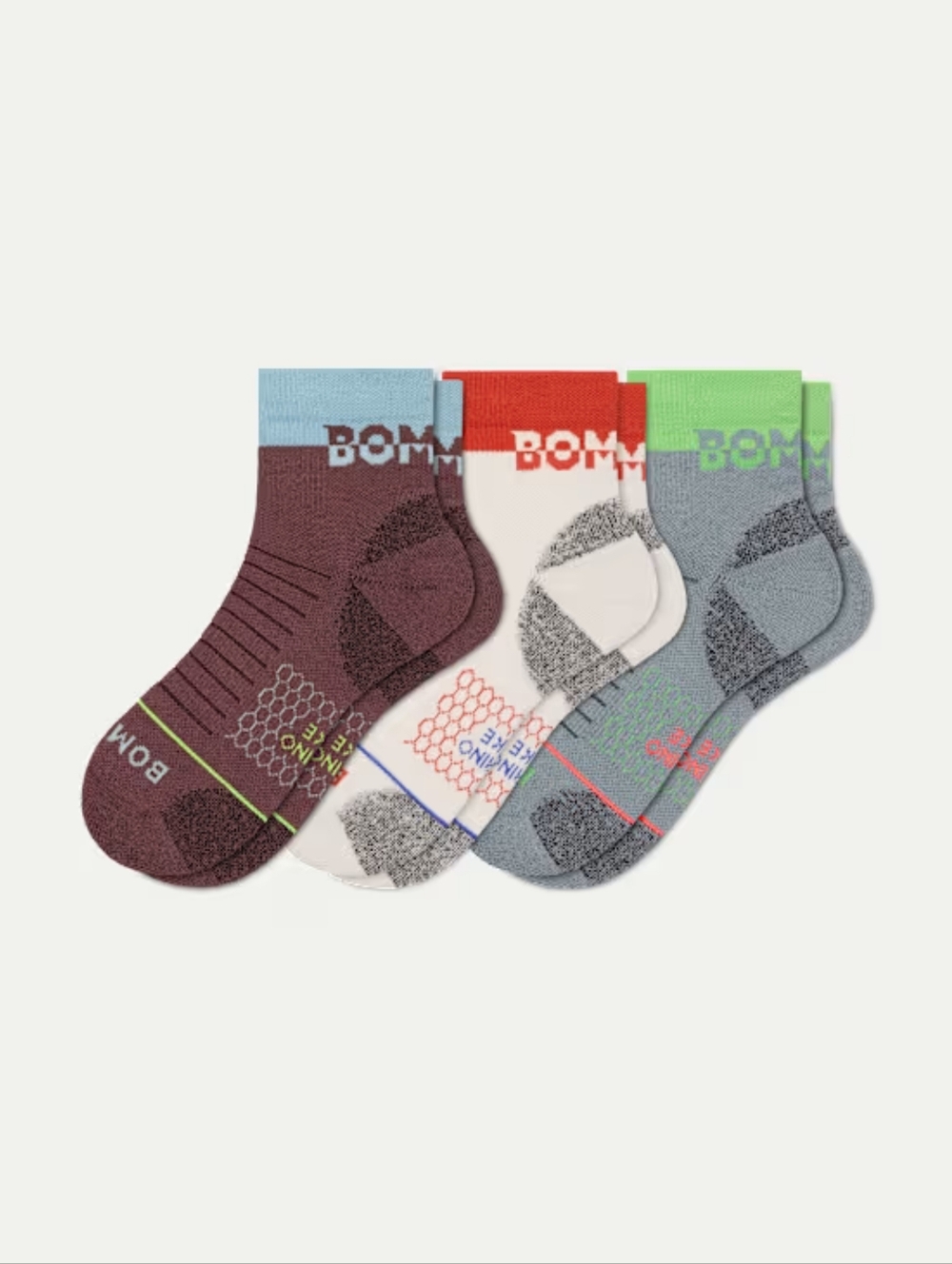 NEW Bombas Merino Wool Blend Hiking Quarter Sock 3-Pack Men’s Large